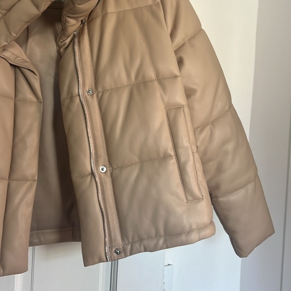 Vegan Leather Mini Puffer in Beige - Picture 6 of 7